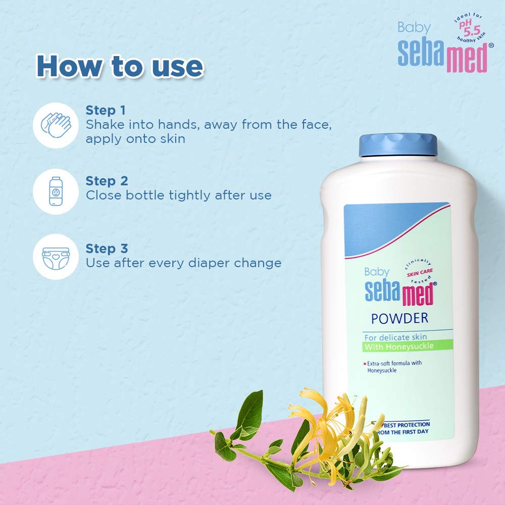 Baby Sebamed Powder with Honeysuckle 200gm - Image 3